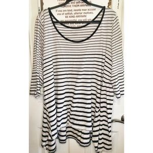 Lane Bryant Black & White Striped Long Sleeve Top